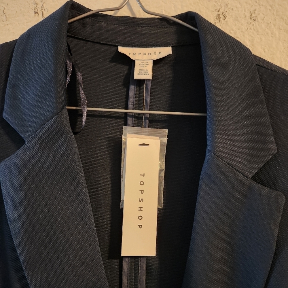 Top Shop NWT Women’s Navy one button blazer size US 6 - Picture 2 of 5